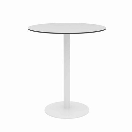 Eveleen Outdoor Patio Table with Two Mocha Powder-Coated Polymer Chairs, 30" Dia x 29h, Gray