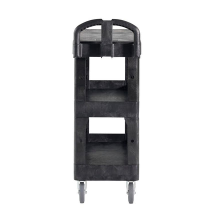 BRUTE 3-Shelf Heavy-Duty Ergo Flat Utility Cart, Resin, 3 Shelves, 600 lb Capacity, 25.24" x 48.63" x 46.18", Black