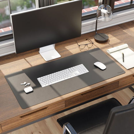 Vegan Leather Desk Pads, 36 x 17, Charcoal