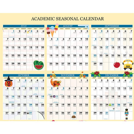 Recycled Academic Seasonal Laminated Wall Calendar, Illustrated Seasons, 24 x 37, 12-Month (July to June), 2024 to 2025