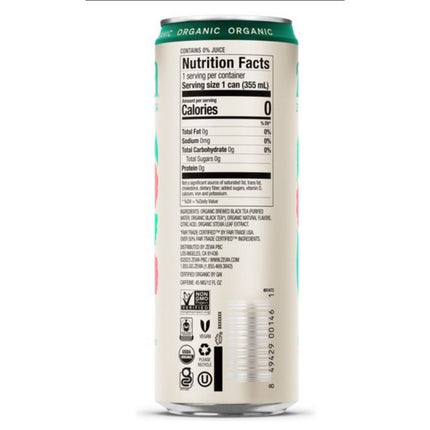 Zero Sugar Naturally Sweetened Black Tea, Raspberry Black Tea, 12 oz can, 12/Carton