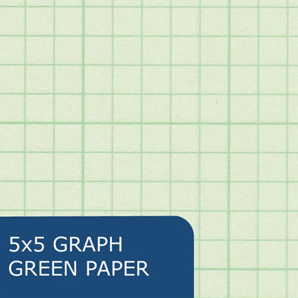 Covered Engineering Pad, 5 sq/in Quadrille Rule, 80 Green 8.5 x 11 Sheets, 24/Carton