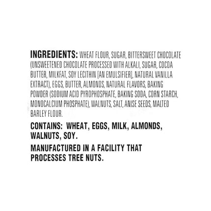 Biscotti, Dark Chocolate Almond, 0.88 oz Packet, 25/Tub, 2 Tubs/Carton