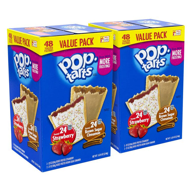 Pop Tarts, Brown Sugar Cinnamon/Strawberry, 2/Pouch, 24 Pouches Box, 2 Boxes/Carton