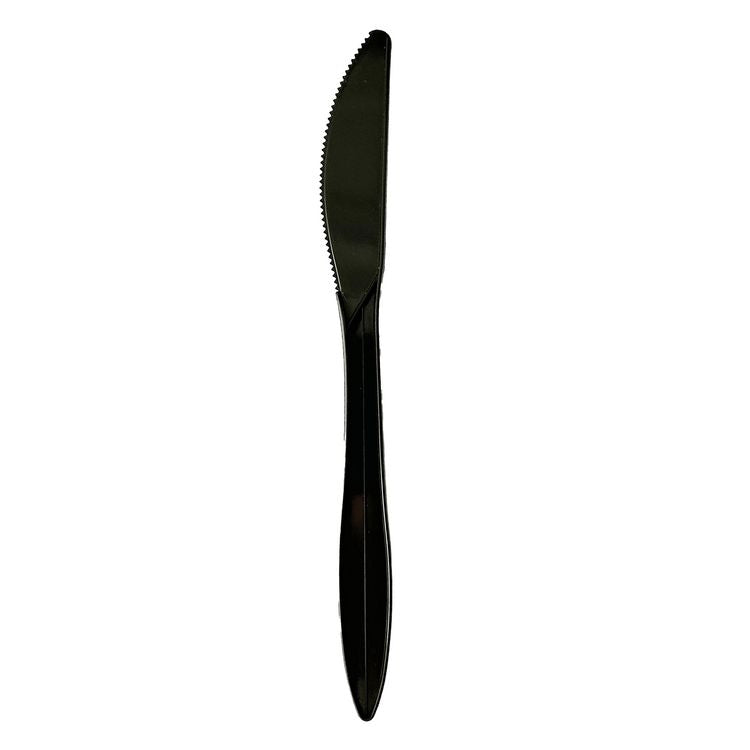 Mediumweight Polypropylene Cutlery, Knife, Plastic, Black, 1,000/Carton