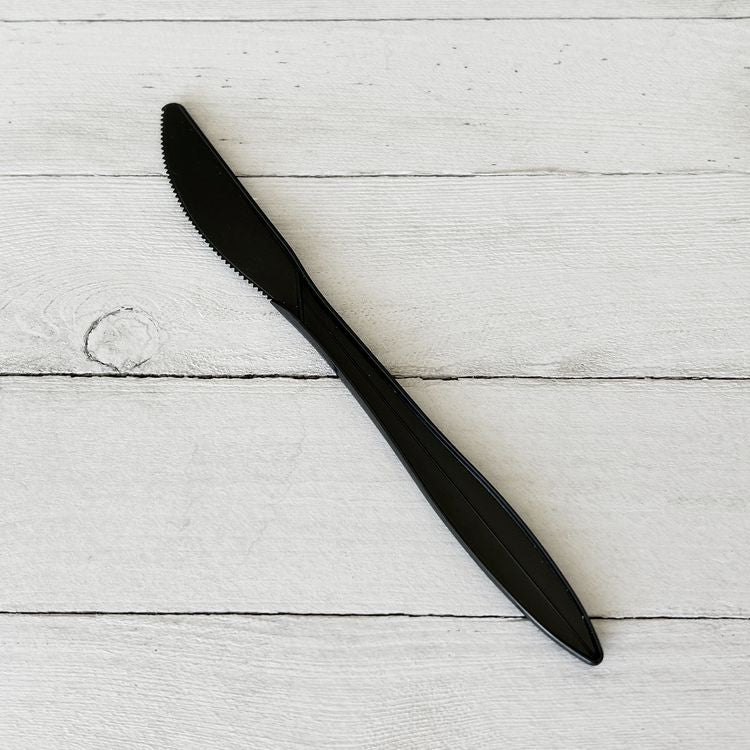 Mediumweight Polypropylene Cutlery, Knife, Plastic, Black, 1,000/Carton