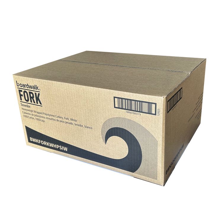 Heavyweight Wrapped Polystyrene Cutlery, Fork, Plastic, White, 1,000/Carton
