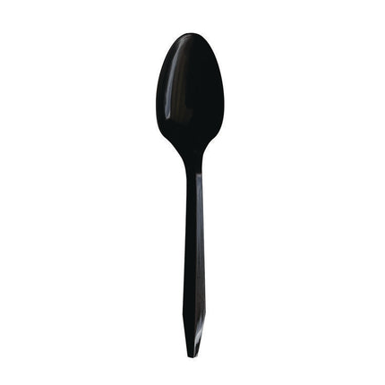 Mediumweight Polypropylene Cutlery, Individually Wrapped, Spoon, Plastic, Black, 1,000/Carton