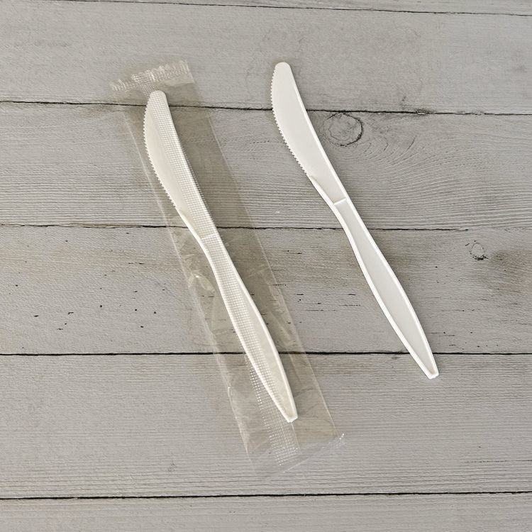 Mediumweight Wrapped Polypropylene Cutlery, Knife, 5.86", Plastic, White, 1,000/Carton