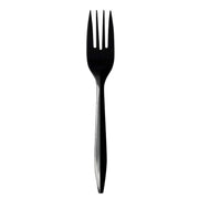 Mediumweight Polypropylene Cutlery, Fork, Plastic, Black, 1,000/Carton