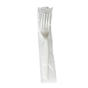 Heavyweight Wrapped Polystyrene Cutlery, Fork, Plastic, White, 1,000/Carton