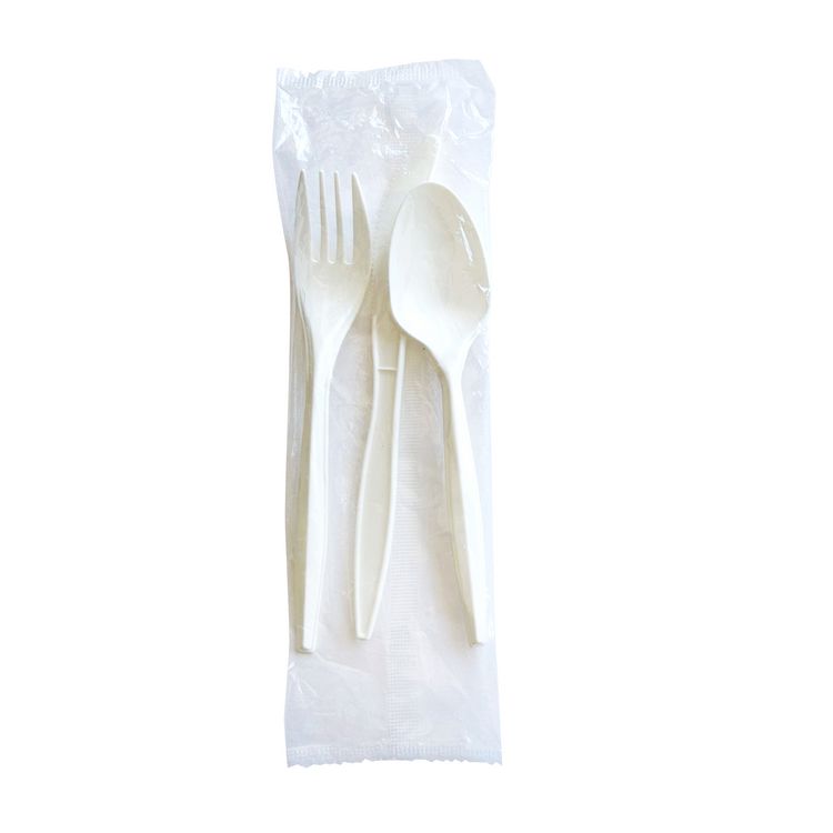 Three-Piece Cutlery Kit, Mediumweight, Fork/Knife/Spoon, 6.97", Plastic, White, 250/Carton