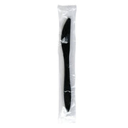 Mediumweight Wrapped Polypropylene Cutlery, Knife, Plastic, Black, 1,000/Carton