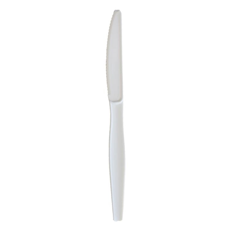 Heavyweight Wrapped Polystyrene Cutlery, Knife, Plastic, White, 1,000/Carton
