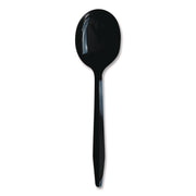 Heavyweight Polypropylene Cutlery, Soup Spoon, Plastic, Black, 1,000/Carton