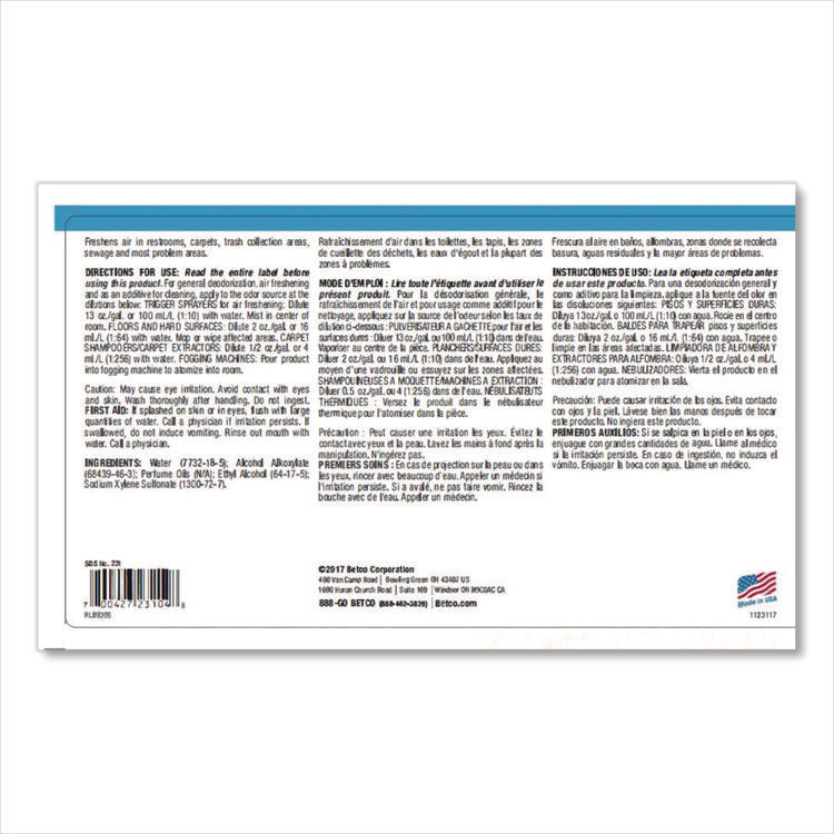 BestScent Ocean Breeze Deodorizer, Ocean Breeze Scent, 1 gal Bottle, 4/Carton