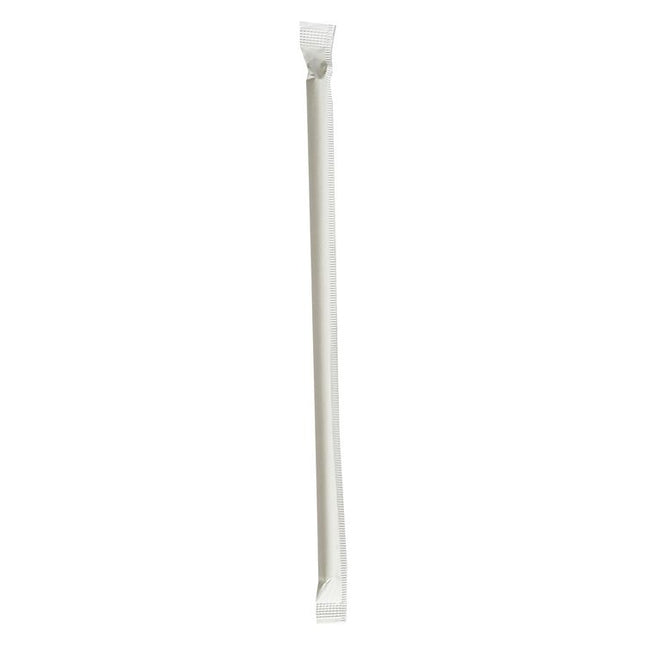 Wrapped Jumbo Paper Straws, 7.75", Paper, White, 1,280/Carton
