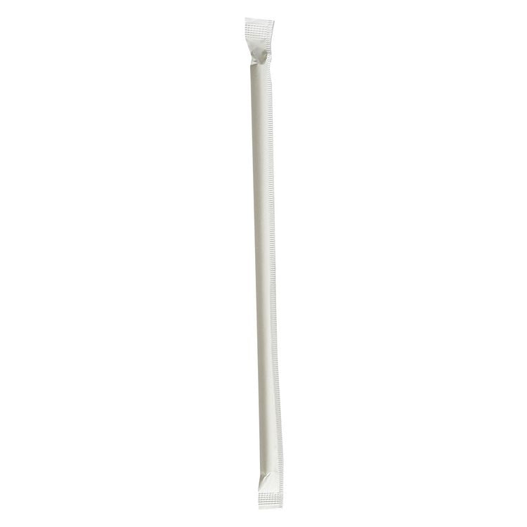 Wrapped Jumbo Paper Straws, 7.75", Paper, White, 1,280/Carton