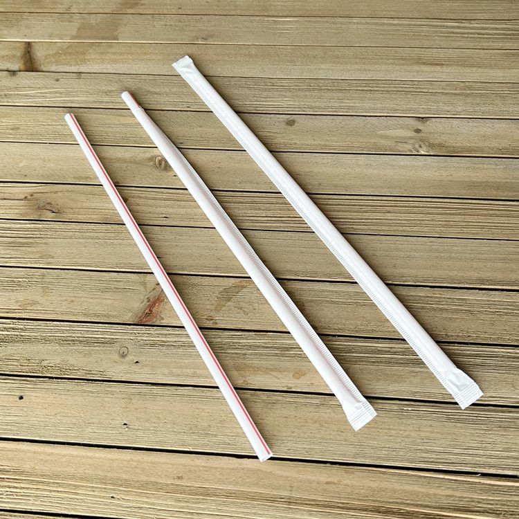 Wrapped Giant Straws, 10.25", Polypropylene, Red/White Striped, 1,200/Carton