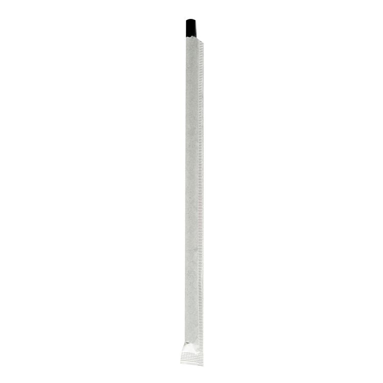 Wrapped Jumbo Paper Straws, 7.75", Paper, Black, 1,280/Carton