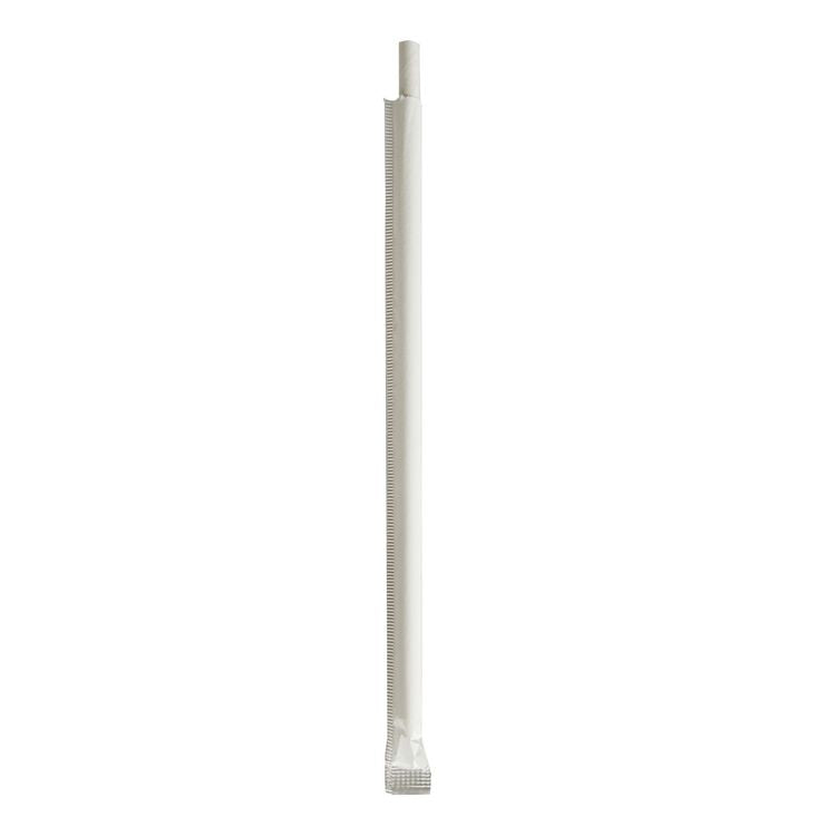 Wrapped Jumbo Paper Straws, 7.75", Paper, White, 1,280/Carton