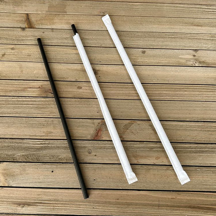 Wrapped Jumbo Straws, 10.25", Polypropylene, Black, 2,000/Carton