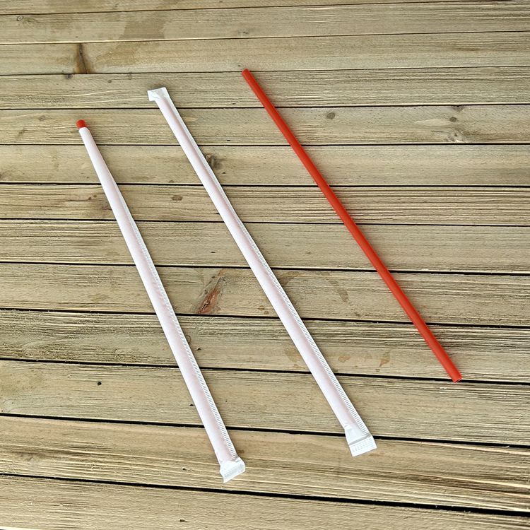 Wrapped Jumbo Straws, 10.25", Polypropylene, Red, 2,000/Carton