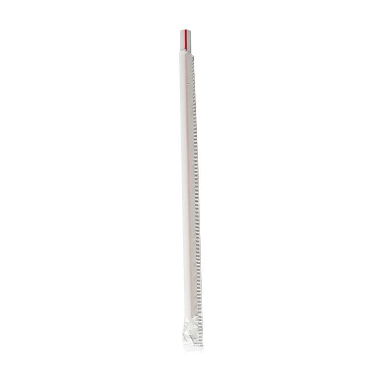 Wrapped Giant Straws, 7.75", Polypropylene, Red/White Striped, 7,200/Carton