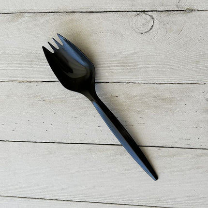 Mediumweight Polypropylene Cutlery, Spork, Plastic, Black, 1,000/Carton