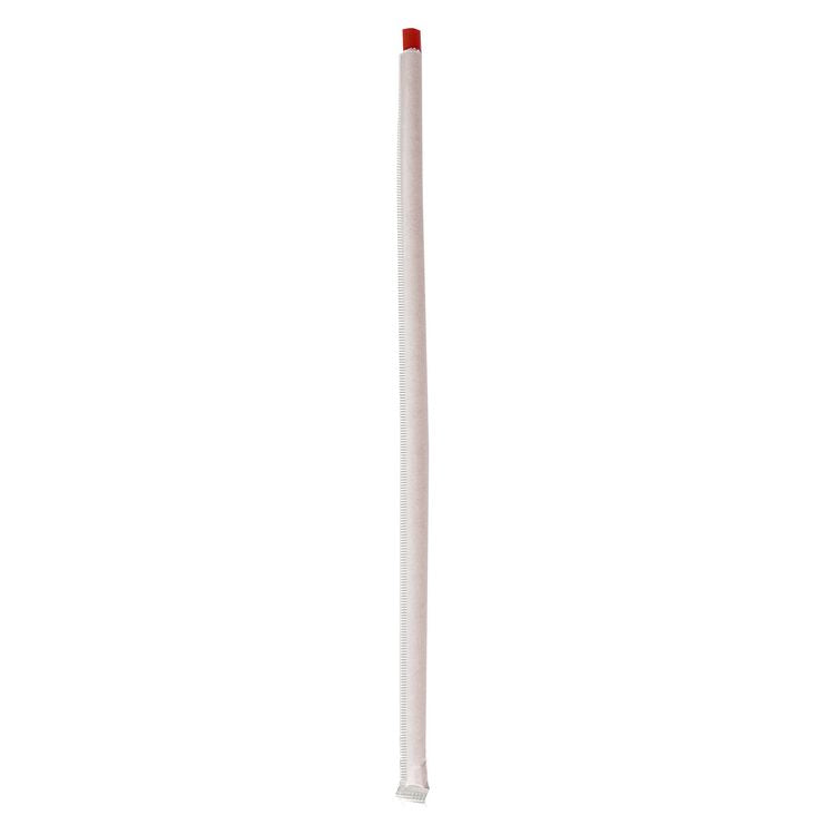 Wrapped Jumbo Straws, 10.25", Polypropylene, Red, 2,000/Carton