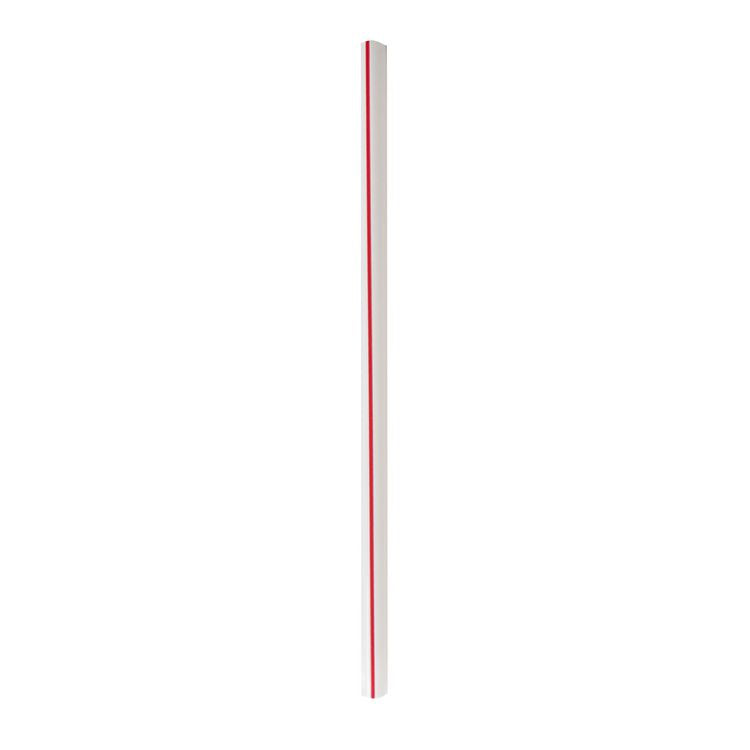 Wrapped Giant Straws, 7.75", Polypropylene, Red/White Striped, 7,200/Carton
