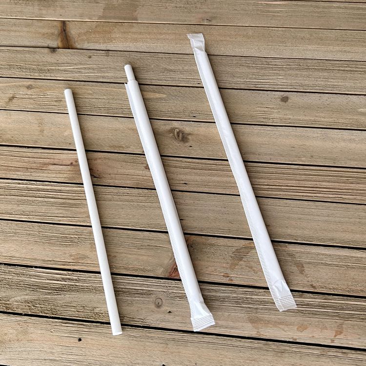 Wrapped Jumbo Paper Straws, 7.75", Paper, White, 1,280/Carton