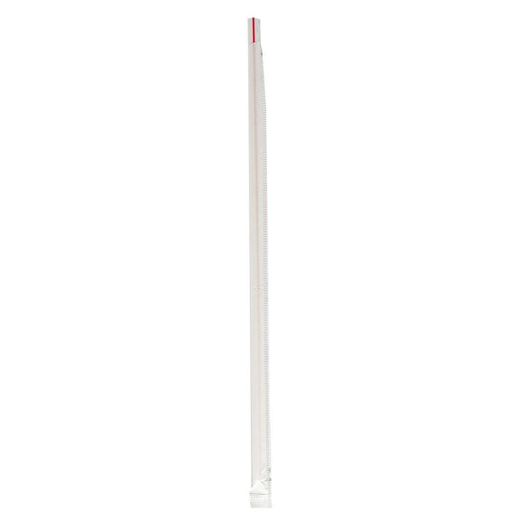 Wrapped Jumbo Straws, 10.25", Polypropylene, Red/White Striped, 2,000/Carton