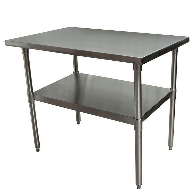 Stainless Steel Flat Top Work Tables, 48w x 24d x 36h, Silver, 2/Pallet