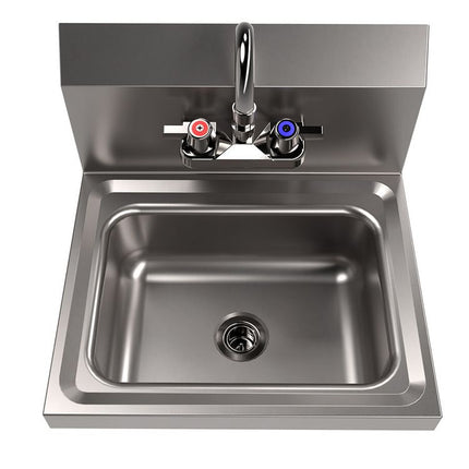 Stainless Steel Hand Sink with Faucet, 14" l x 10" w x 5" d