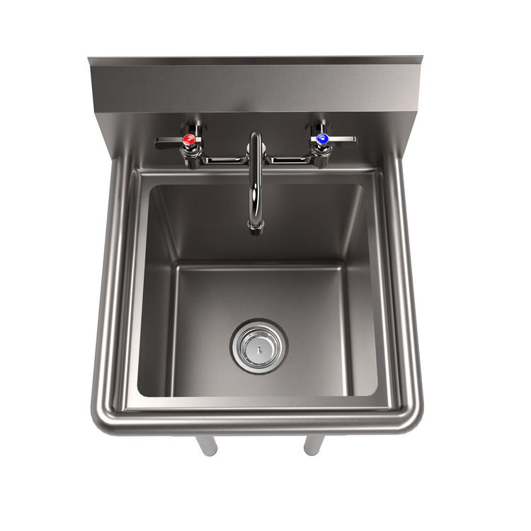 Stainless Steel Sink and Faucet Bundle, Sink/Faucet/Faucet Mounting Kit/Drain, 15" L x 15" W x 14" D