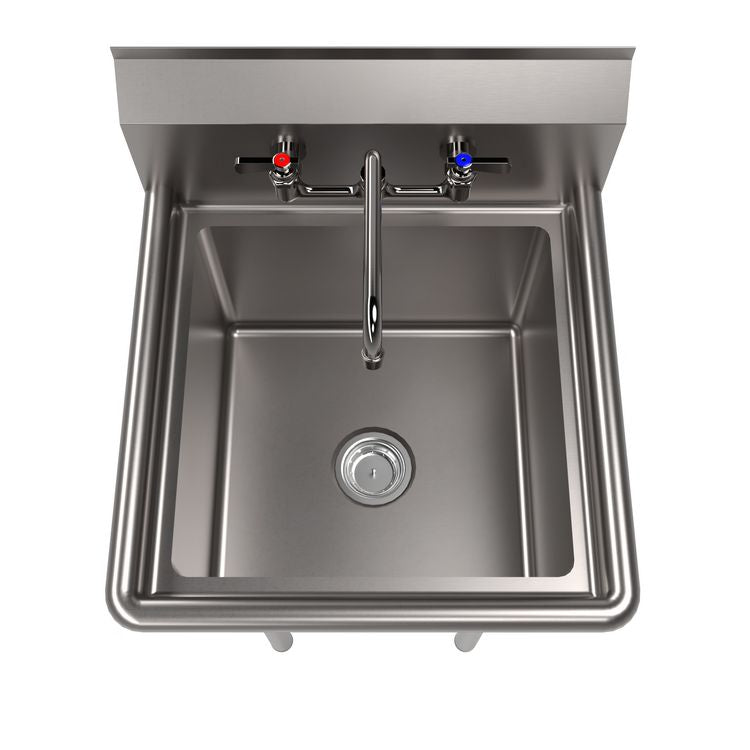 Stainless Steel Sink and Faucet Bundle, Sink/Faucet/Faucet Mounting Kit/Drain, 18" L x 18" W x 14" D