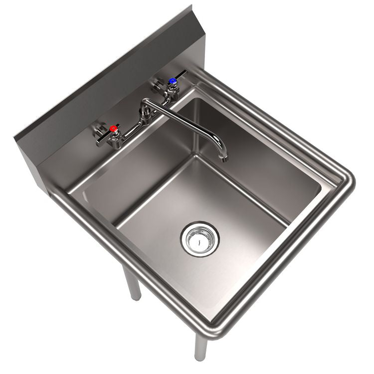 Stainless Steel Sink and Faucet Bundle, Sink/Faucet/Faucet Mounting Kit/Drain, 18" L x 18" W x 14" D