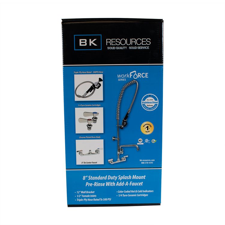 WorkForce Prerinse Add-A-Faucet, 4.62" Height/12" Reach, Chrome