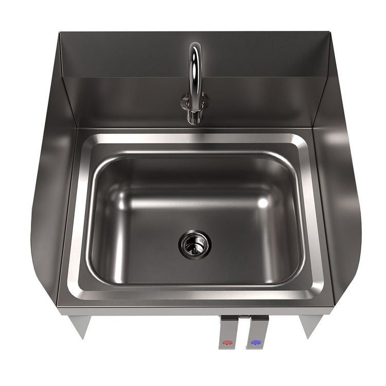 Stainless Steel Hand Sink with Side Splashes, 14" l x 10" w x 5" d