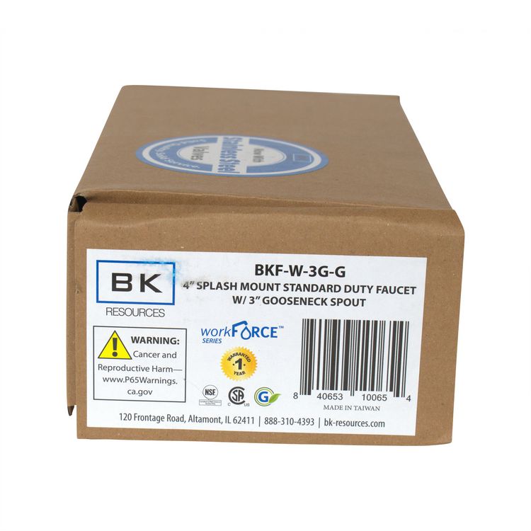 WorkForce Standard Duty Faucet, 7.88" Height/3" Reach, Chrome-Plated Brass