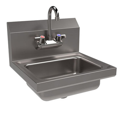 Stainless Steel Hand Sink with Faucet, 14" l x 10" w x 5" d