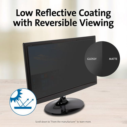 Magnetic Monitor Privacy Screen for 23.8" Widescreen Flat Panel Monitors, 16:9 Aspect Ratio