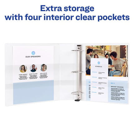 Heavy-Duty View Binder with DuraHinge and One Touch EZD Rings, 3 Rings, 2" Capacity, 11 x 8.5, White, 6/Carton