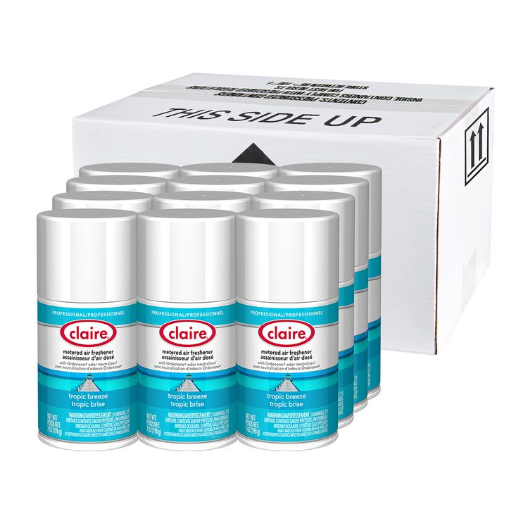 Metered Air Freshener, 7 oz Aerosol Spray, Tropic Breeze, 12/Carton