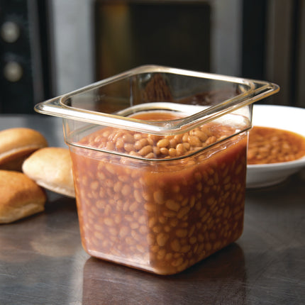 StorPlus High Heat Food Pan, 2.5 qt, 6.38 x 6.75 x 6, Amber, Plastic