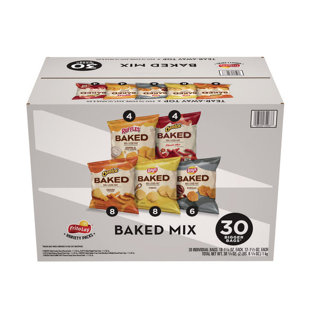 Baked Variety Pack, Lay's Regular/Lay's BBQ/Cheetos/Ruffles Cheddar and Sour Cream/Hot Cheetos, 30 Bags/Box, 2 Boxes/Carton
