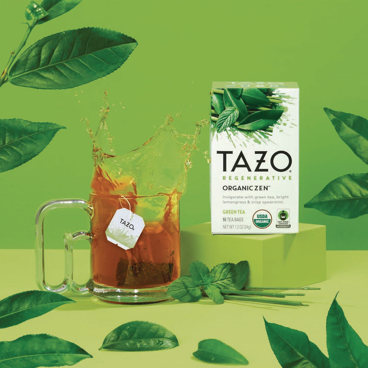 Tea Bags, Organic Zen, 16/Box, 6 Boxes/Carton