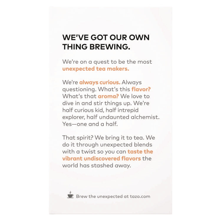 Tea Bags, Wild Sweet Orange, 20/Box, 6 Boxes/Carton