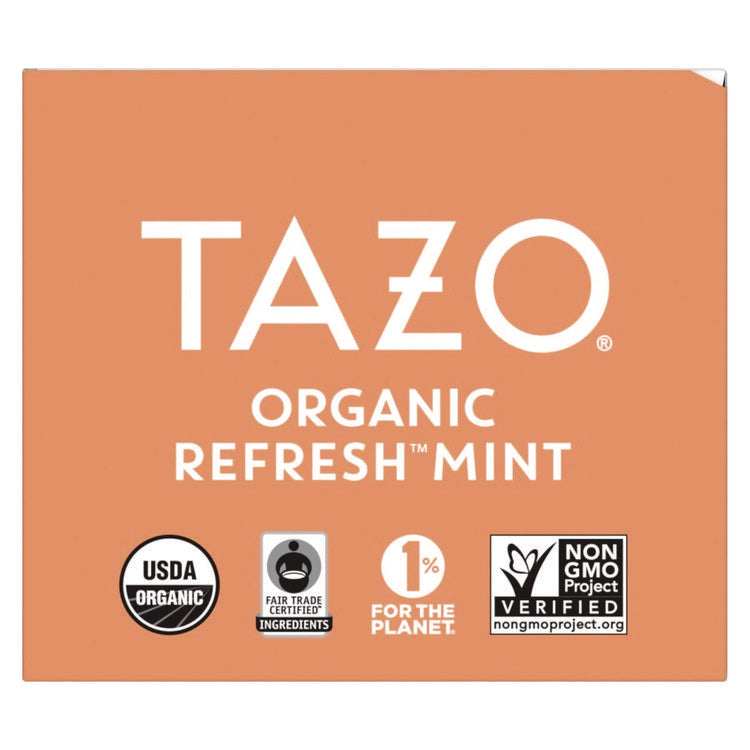 Tea Bags, Organic Refresh Mint, 16/Box, 6 Boxes/Carton